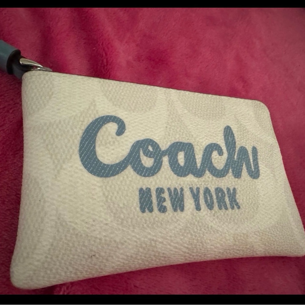 Coach Cream and Blue Pouch